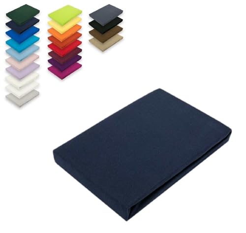 EXKLUSIV HEIMTEXTIL Topper Jersey Spannbettlaken 100% Baumwolle Öko - Tex Zertifiziert, Markenqualität, Steghöhe bis 12 cm, 180 x 200 cm Navyblau von EXKLUSIV HEIMTEXTIL
