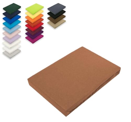 EXKLUSIV HEIMTEXTIL Topper Jersey Spannbettlaken 100% Baumwolle Öko - Tex Zertifiziert, Markenqualität, Steghöhe bis 12 cm, 180 x 200 cm Nougat von EXKLUSIV HEIMTEXTIL