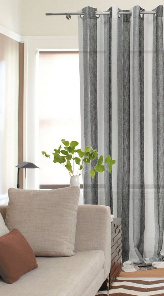 EXKLUSIV HEIMTEXTIL Vorhang Oesenschal Ösenvorhang Dalini 140 cm x 235 cm in (1 St), Ösen, halbtransparent, mit Streifen von EXKLUSIV HEIMTEXTIL