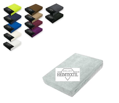 Exklusiv Heimtextil Frottee Spannbettlaken Marke 120 x 200 cm 80% Baumwolle, 20% Polyester Öko - Tex Zertifiziert, Markenqualität, Matratzenhöhe bis 25 cm, Silber von EXKLUSIV HEIMTEXTIL
