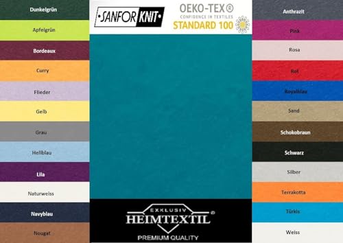 EXKLUSIV HEIMTEXTIL Jersey Spannbettlaken Premium Marke 140-160 x 200 cm 100% Baumwolle Öko - Tex Zertifiziert, Markenqualität, Matratzenhöhe bis 25 cm, Petrol von EXKLUSIV HEIMTEXTIL
