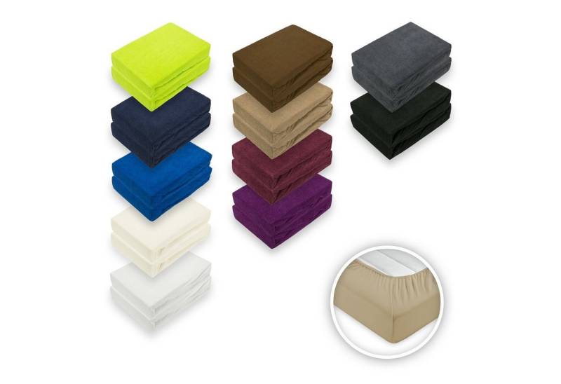 EXKLUSIV HEIMTEXTIL Spannbettlaken Doppelpack Frottee Spannbettlaken, Frottee, Gummizug: rundum, (2 Stück), mit Rundumgummizug von EXKLUSIV HEIMTEXTIL