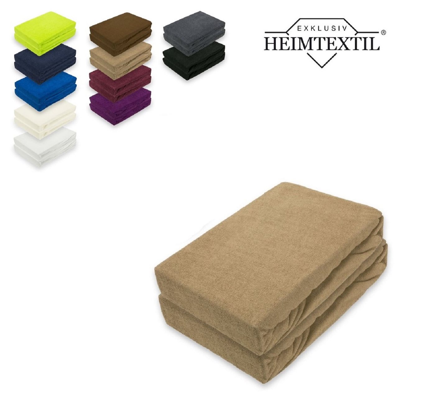 Spannbettlaken Doppelpack Frottee Spannbettlaken Premium, EXKLUSIV HEIMTEXTIL, Frottee, Gummizug: rundum, (2 Stück), mit Rundumgummizug von EXKLUSIV HEIMTEXTIL