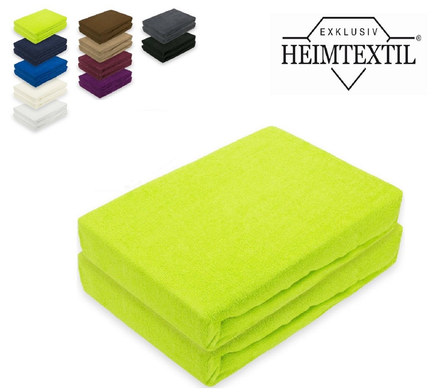 Spannbettlaken Doppelpack Frottee Spannbettlaken Premium, EXKLUSIV HEIMTEXTIL, Frottee, Gummizug: rundum, (2 Stück), mit Rundumgummizug von EXKLUSIV HEIMTEXTIL