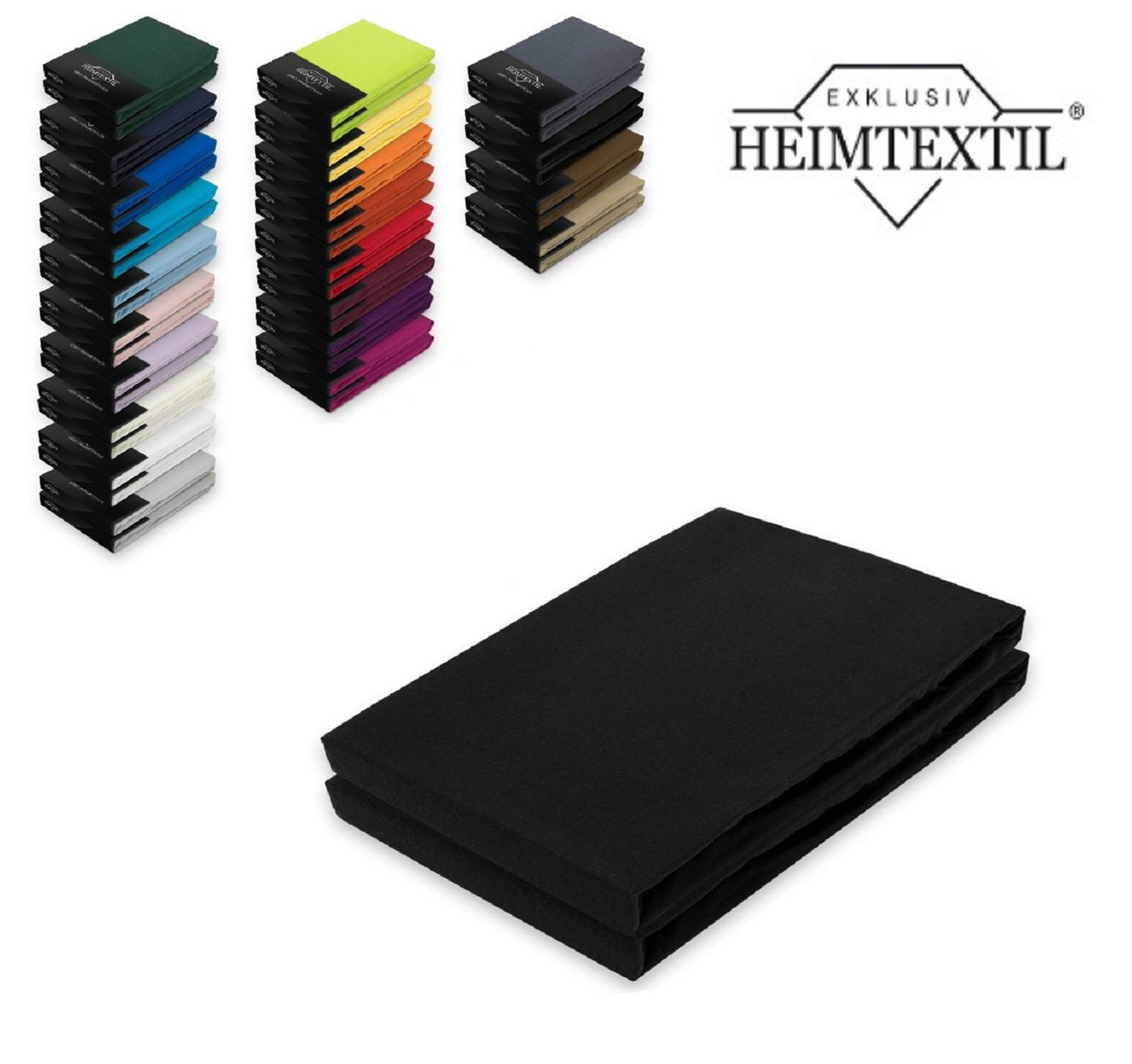 EXKLUSIV HEIMTEXTIL Spannbettlaken Doppelpack Jersey Spannbettlaken Premium, Jersey, Gummizug: rundum, (2 Stück), mit Rundumgummizug von EXKLUSIV HEIMTEXTIL