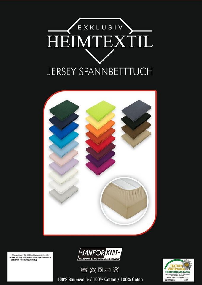 EXKLUSIV HEIMTEXTIL Spannbettlaken Doppelpack Marke Jersey Spannbettlaken, Jersey, Gummizug: rundum, (2 Stück), mit Rundumgummizug von EXKLUSIV HEIMTEXTIL