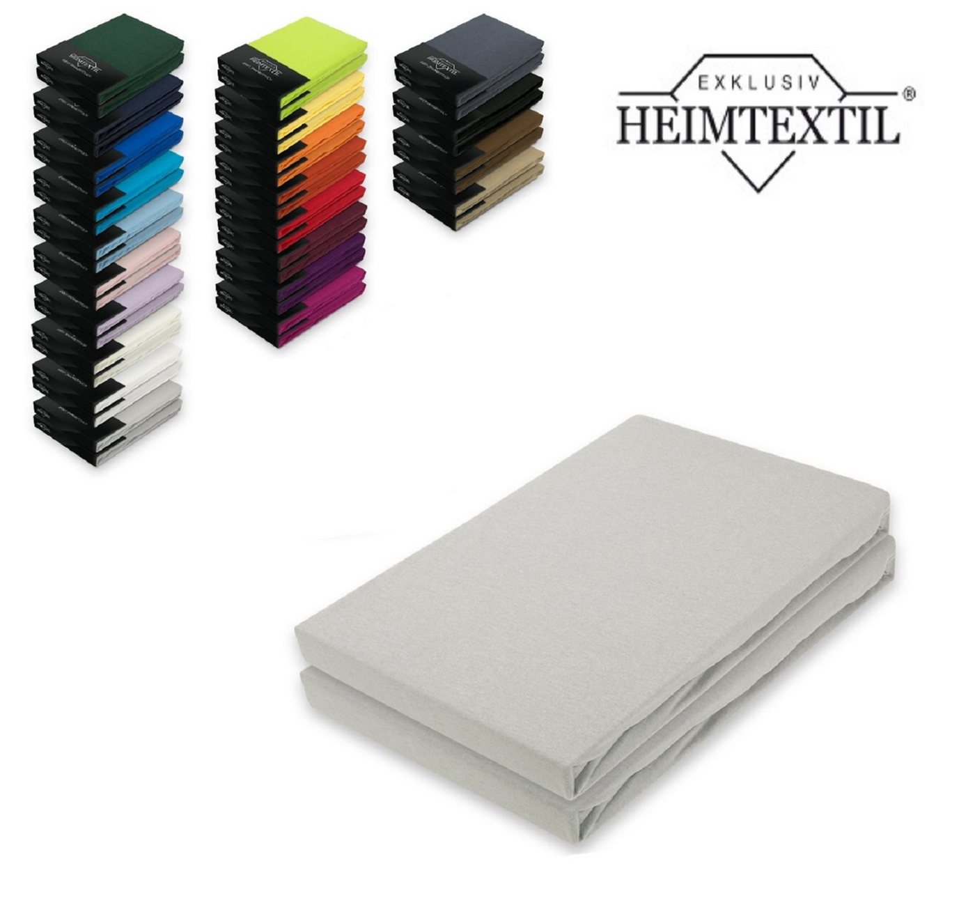 EXKLUSIV HEIMTEXTIL Spannbettlaken Doppelpack Marke Jersey Spannbettlaken, Jersey, Gummizug: rundum, (2 Stück), mit Rundumgummizug von EXKLUSIV HEIMTEXTIL