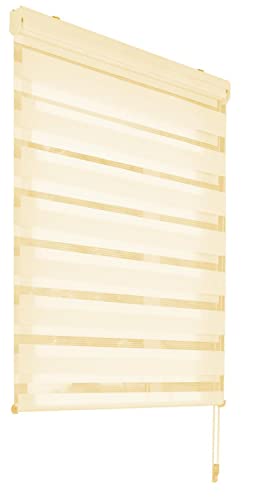 EXKLUSIV HEIMTEXTIL Vario Duo Rollo Doppelrollo Fensterrollo Beige 100 x 160 cm Klickhalter von EXKLUSIV HEIMTEXTIL