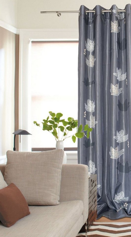 EXKLUSIV HEIMTEXTIL Vorhang Oesenschal Ösenvorhang 140x235 cm Deko Gardine Blüten floral Louise, Ösen (1 St), halbtransparent, mit Blumendesign von EXKLUSIV HEIMTEXTIL