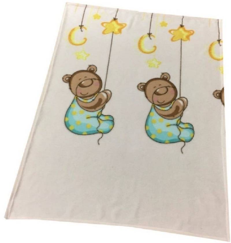 Wolldecke Baby Kuscheldecke Wohndecke Fleece Krabbeldecke, EXKLUSIV HEIMTEXTIL, Fleecedecke mit Motiv Bär von EXKLUSIV HEIMTEXTIL