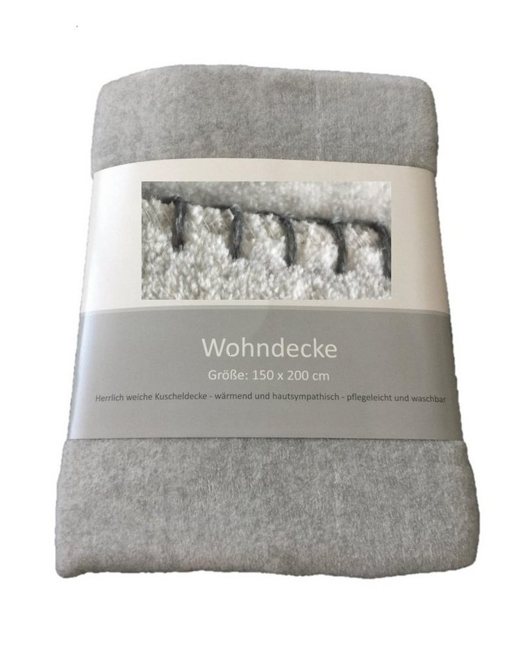 Wolldecke Kuscheldecke Wohndecke 150 x 200 cm, EXKLUSIV HEIMTEXTIL, mit Schlingstichverzierung von EXKLUSIV HEIMTEXTIL