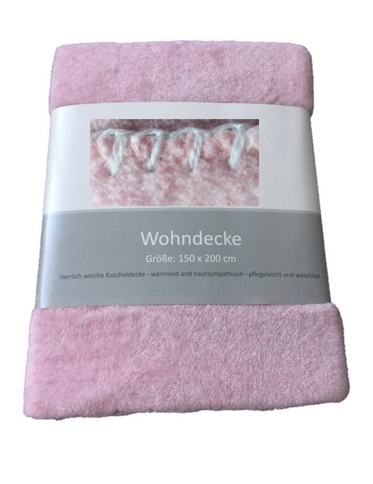 Wolldecke Kuscheldecke Wohndecke 150 x 200 cm, EXKLUSIV HEIMTEXTIL, mit Schlingstichverzierung von EXKLUSIV HEIMTEXTIL