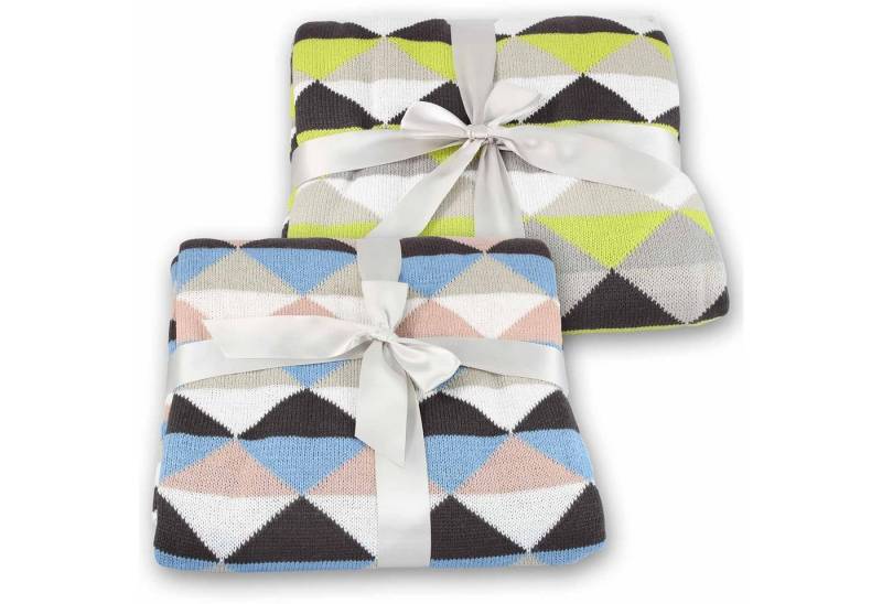 Wolldecke Wohndecke Kuscheldecke Strickdecke Plaid 130x160 cm, EXKLUSIV HEIMTEXTIL, Rautenmuster von Exklusiv Heimtextil