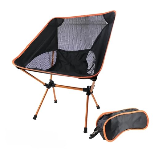 EXKURPOO Angelhocker Tragbarer Lazy Back Chair High-End-Klappstuhl Aus Leichter Aluminiumlegierung Outdoor Moon Chair Camping Camping Klappstuhl(Orange) von EXKURPOO
