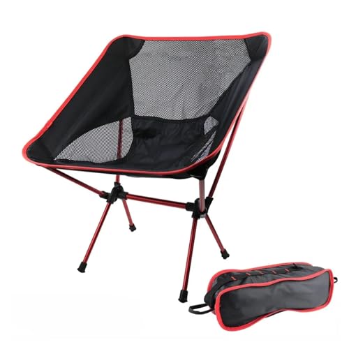 EXKURPOO Angelhocker Tragbarer Lazy Back Chair High-End-Klappstuhl Aus Leichter Aluminiumlegierung Outdoor Moon Chair Camping Camping Klappstuhl(Red) von EXKURPOO