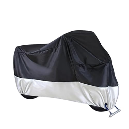 EXKURPOO Motorradabdeckung Motorradabdeckung Vollauto Sonnenschutz Staub Kein Ohr Verdicktes Oxford-Tuch Regenschutz Motorrad(Black Silver) von EXKURPOO