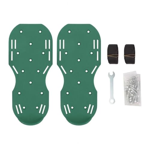 EXKURPOO Rasenlüftungsschuhe 1 Satz Grass Spike Schuhe, Grass Spiked Gardening Walking Revitalisierende Rasenbelüfter Sandalen Nagelschuhe, Hochleistungs-Bodenspike-Sandalen(Green) von EXKURPOO