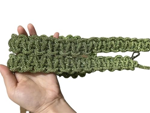 EXKURPOO Taschenkette Glitter Diamond Fashion Bag Strap PVC Rhinestones Rope Woven Handmade Shoulder Bling Shiny Belt Parts&Accessories(Green 3.5x110cm) von EXKURPOO