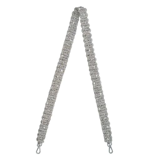 EXKURPOO Taschenkette Glitter Diamond Fashion Bag Strap PVC Rhinestones Rope Woven Handmade Shoulder Bling Shiny Belt Parts&Accessories(Light Gold 3.5x110cm) von EXKURPOO