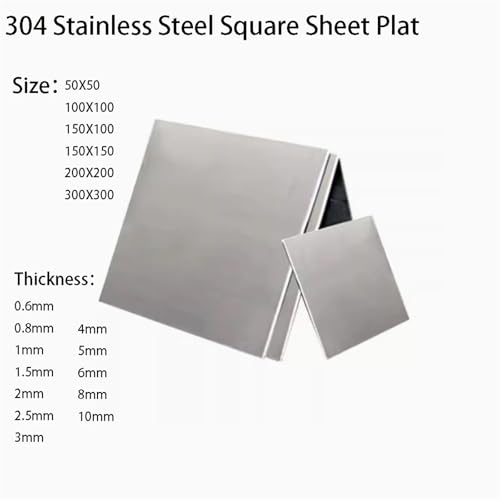 Edelstahlblech Quadratische Blechplatte aus Edelstahl 304, verschiedene Größen(50X50X8mm 2PCS) von EXKURPOO