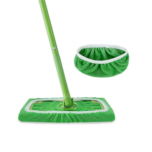 Wischmopp Bezug Wiederverwendbare Mikrofaser-Mopp-Pads, Kompatibel Mit Kehrmopp, Trockenes Kehrtuch, Waschbares Nasswischtuch Zur Bodenreinigung(Green Coral Velvet,45.3cm) von EXKURPOO