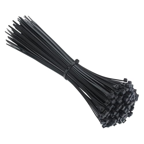 kabelbinder 100 Stück selbstsichernde Kunststoff-Nylon-Krawatten Schwarz Befestigungsband Kabelbinder-Set Kabelbinder Befestigungsring Zip Wraps Strap Tie(5x300(black) 100pcs) von EXKURPOO
