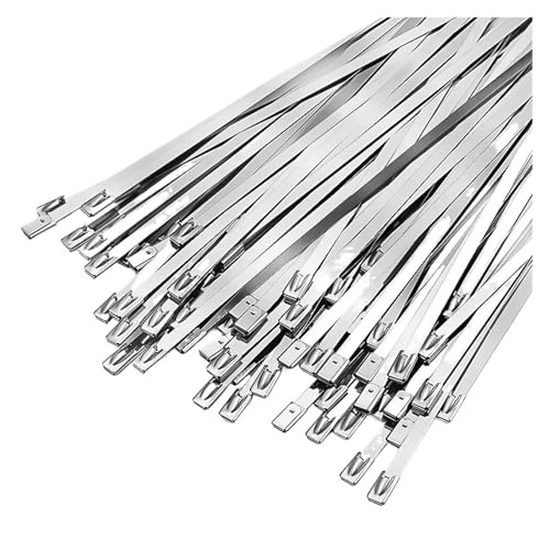 kabelbinder Kabelbinder aus Edelstahl, Metall-Kabelbinder, Gurt for Auspuffumwicklung, Mehrzweck-Hochleistungs-Selbstsicherungs-Befestigungsring(4.6x200mm,100PCS) von EXKURPOO