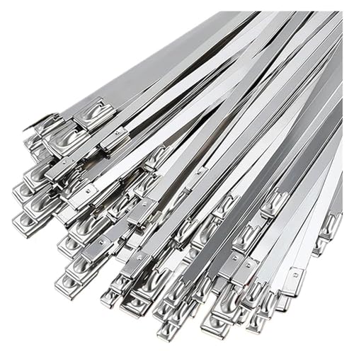 kabelbinder Metallkabelbinder, selbstsichernde Befestigungsringe aus Edelstahl, strapazierfähige Kabelbinder, Auspuffwickel-Organizer for das Home Office(4.6x150mm,40PCS) von EXKURPOO