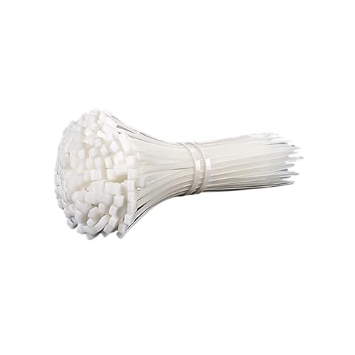 kabelbinder Nylon Kabelbinder Kunststoffdraht Festband Weiß/Schwarz Selbstsichernd Starke Zugfestigkeit(8x500 White) von EXKURPOO