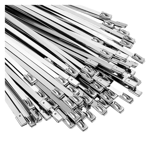 kabelbinder Selbstsichernde Kabelbinder aus Metall, wiederverwendbar, strapazierfähig, Kabelbinder-Organizer, multifunktionaler Kabelbinderverschluss Edelstahl(4.6x200mm,60PCS) von EXKURPOO