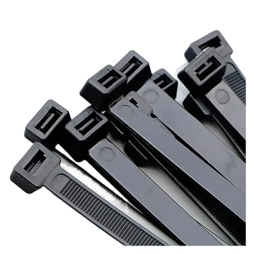 kabelbinder Selbstsichernder Kabelbinder aus Kunststoff, schwarzer, Befestigungsring, Reißverschluss, Gurt, Nylon-Kabelbinder-Set(4x250mm) von EXKURPOO