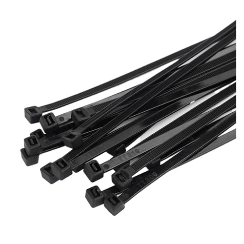 kabelbinder Selbstsichernder Nylon-Kabelbinder aus Kunststoff, schwarzer Reißverschluss, Gurt, Nylon-Kabelbinder-Set, Befestigungsring, Schlaufe, Drahtwicklung(3.5x250(black)) von EXKURPOO