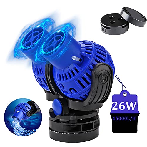 EXLECO Aquarium Strömungspumpe Dual Wavemaker 15000L/H 26Watt Umwälzpumpe Wellenpumpe JVP-232 WAVE MAKER 360 ° schwenkbar für 150~300cm Süß- und Salzwasseraquarien von EXLECO