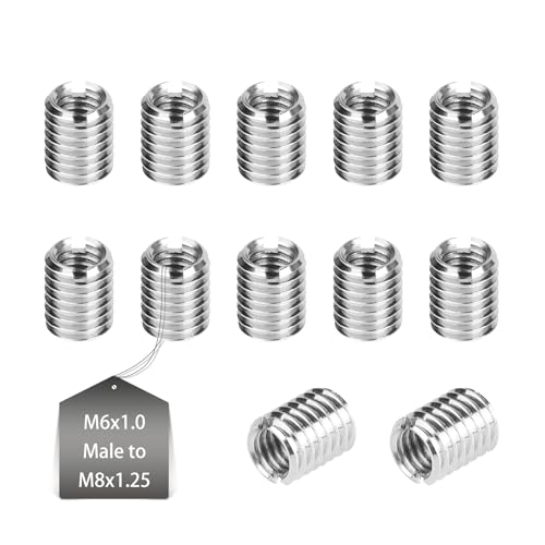 EXLECO 12 Stk M8 auf M6 Gewindeeinsatz 10mm Einschraubmutter Edelstahl Gewindehülse Gewindebuchse mit Schneidschlitz Gewindereparatursatz Weiblich M6 X 1,0mm & Männlich M8 X 1,25mm für Holzmöbel Auto EXLECO 12 Stk M8 auf M6 Gewindeeinsatz 10mm Einschraubmutter Edelstahl Gewindehülse Gewindebuchse mit Schneidschlitz Gewindereparatursatz Weiblich M6 X 1,0mm & Männlich M8 X 1,25mm für Holzmöbel Auto von EXLECO