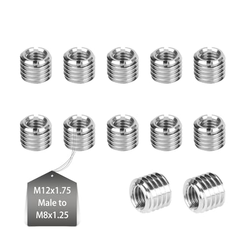 EXLECO 12 x Gewindeeinsatz M12 auf M8 10mm Einschraubmutter Edelstahl Gewindehülse Gewindebuchse mit Schneidschlitz Gewindereparatursatz Weiblich M8 X 12,5mm & Männlich M12 X 1,75mm für Holzmöbel Auto EXLECO 12 x Gewindeeinsatz M12 auf M8 10mm Einschraubmutter Edelstahl Gewindehülse Gewindebuchse mit Schneidschlitz Gewindereparatursatz Weiblich M8 X 12,5mm & Männlich M12 X 1,75mm für Holzmöbel Auto von EXLECO