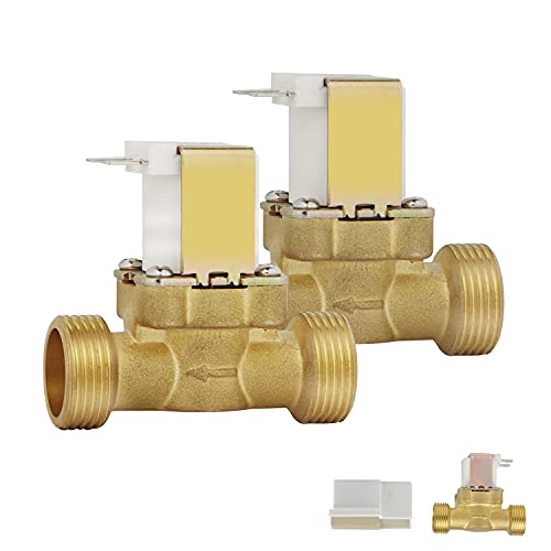 EXLECO 2 Stücke NC G1/2" Magnetventil 12V 2 Way Wassereinlass Messing Elektronisches Magnetventil normalerweise geschlossen Elektromagnetventil Magnet Wasserventil für Wassersteuerung von EXLECO