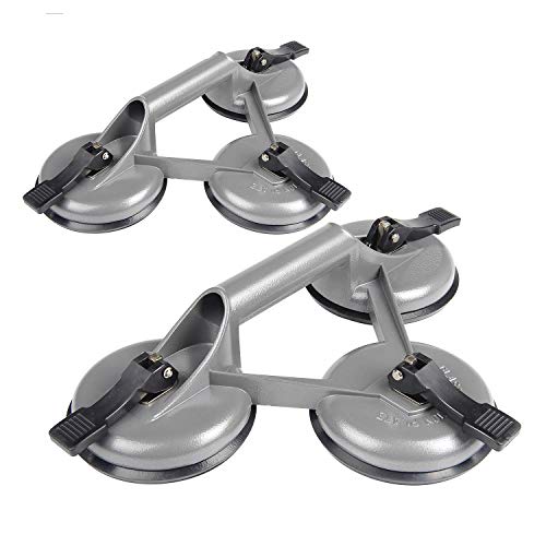 EXLECO 2 Stücke Saugheber 118mm Tragkraft 120kg Glassauger Saugheber Mit DREI Saugnäpfen Saugnapf Vakuumheber Glasheber Grau von EXLECO