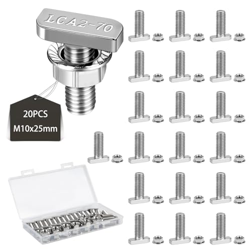 EXLECO 20 x Hammerkopfschrauben M10x25mm Edelstahl Hammerkopf Schrauben T Nut Bolzen mit Kunststoffbox Edelstahlschraube Befestigung mit Flanschmuttern für T Nut Schiene Gewächshaus Profilschienen EXLECO 20 x Hammerkopfschrauben M10x25mm Edelstahl Hammerkopf Schrauben T Nut Bolzen mit Kunststoffbox Edelstahlschraube Befestigung mit Flanschmuttern für T Nut Schiene Gewächshaus Profilschienen von EXLECO