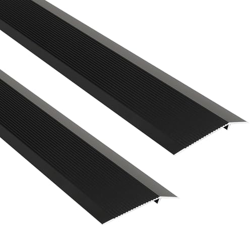 EXLECO 2Pcs 0.9m*10cm Alu Böden Übergangsprofil Höhenausgleich Überbrücken von 8-40mm Übergangsleiste Türleiste Boden Abschluss Anpassungsprofil Übergangsschiene für Schwellen Saugroboter, Schwarz von EXLECO