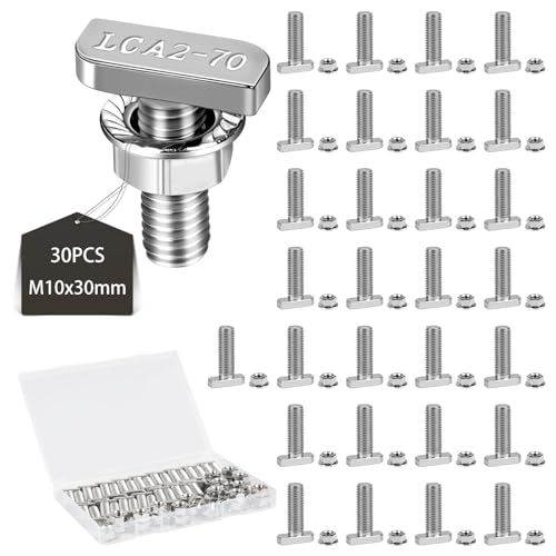 EXLECO 30 x Hammerkopfschrauben M10x30mm Edelstahl Hammerkopf Schrauben T Nut Bolzen mit Kunststoffbox Edelstahlschraube Befestigung mit Flanschmuttern für T Nut Schiene Gewächshaus Profilschienen EXLECO 30 x Hammerkopfschrauben M10x30mm Edelstahl Hammerkopf Schrauben T Nut Bolzen mit Kunststoffbox Edelstahlschraube Befestigung mit Flanschmuttern für T Nut Schiene Gewächshaus Profilschienen von EXLECO