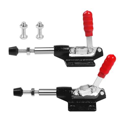 EXLECO 2 Groß Schubstangenspanner Kniehebelspanner Schnellspanner mit Ersatz Schraube, Knebelklemme Spannklemme Verstellbar Niederhalter für Schrägloch Bohrhilfe Zimmerei Schweißen Schwarz von EXLECO