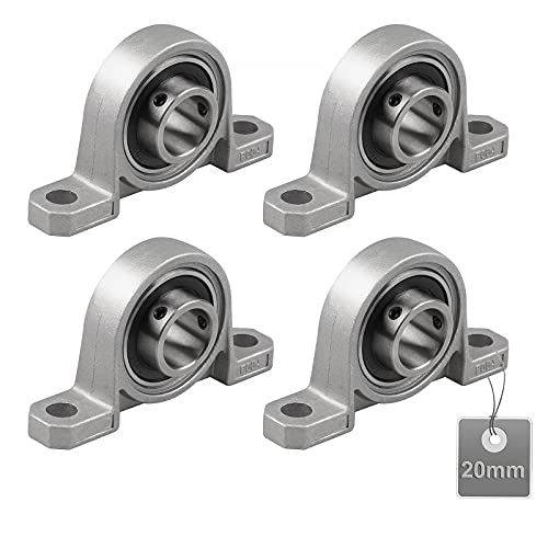 EXLECO 4 Stücke Gehäuselager, 20mm Stehlager Set, Lagerbock, Zinklegierung Wellenlager, Flanschlager für Achse Welle Maschine, 3d - Drucker (KP004) von EXLECO