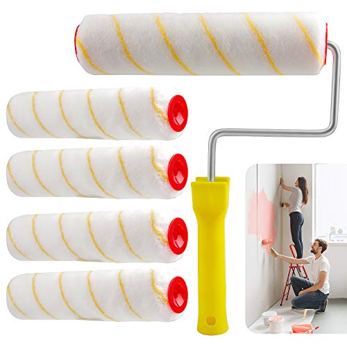 EXLECO 5Pcs Lackierwalzen 25cm Breite Farbwalze Polyacrylsäure Kurzflorig Malerwalze Farbroller Bügel 8mm Farbroller Set Malerroller für Wand und Fassadenfarben EXLECO 5Pcs Lackierwalzen 25cm Breite Farbwalze Polyacrylsäure Kurzflorig Malerwalze Farbroller Bügel 8mm Farbroller Set Malerroller für Wand und Fassadenfarben von EXLECO