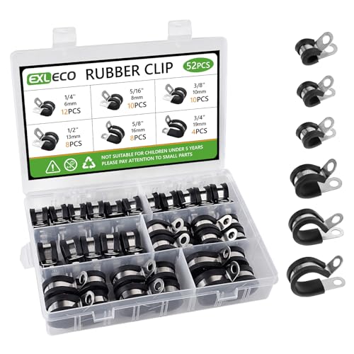 EXLECO 52 Stück Kabelschellen zum Schrauben Kabelklemmen Edelstahl Kit Gummi P Clips Rohrschellen mit Gummieinlage Schellen mit Gummi Leitungsschelle für Rohr Leitung Draht 6mm 8mm 10mm 13mm 16mm 19mm EXLECO 52 Stück Kabelschellen zum Schrauben Kabelklemmen Edelstahl Kit Gummi P Clips Rohrschellen mit Gummieinlage Schellen mit Gummi Leitungsschelle für Rohr Leitung Draht 6mm 8mm 10mm 13mm 16mm 19mm von EXLECO