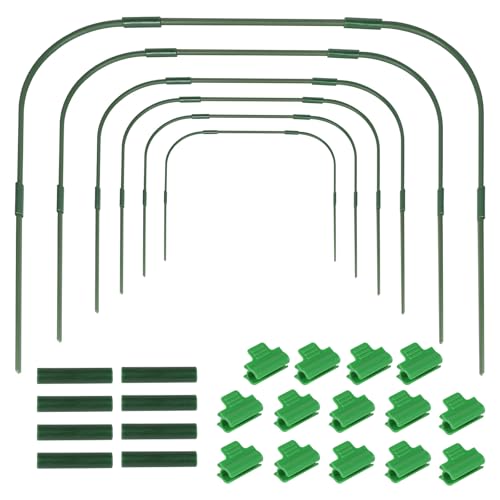 EXLECO 6Pcs Folientunnel Pflanzenschutz Gewächshaus mit Halteclips Metall Pflanztunnel Bögen für Hochbeet Abdeckung 85 * 100cm Frühbeet Tunnel Pflanzenschutzzelt für Garten Foliengewächshaus von EXLECO