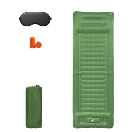 EXLECO 72cm Camping Isomatte Selbstaufblasend Luftmatratze mit Kissen Outdoor Camping Matratze Isomatte Faltbar Ultraleicht Luftbett Aufblasbar Bett Campingmatte für Strand Zelt Hikenture Grün Upgrade von EXLECO