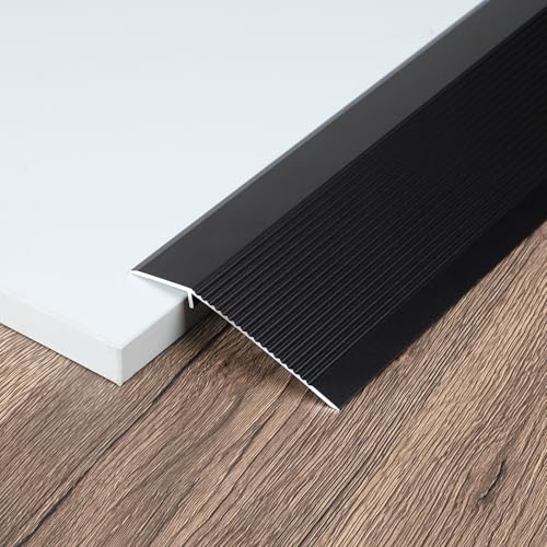 EXLECO 0.9m*10cm Alu Böden Übergangsprofil Höhenausgleich Überbrücken von 8-40mm Übergangsleiste Türleiste Boden Abschluss Anpassungsprofil Übergangsschiene für Türschwelle Saugroboter, Schwarz von EXLECO
