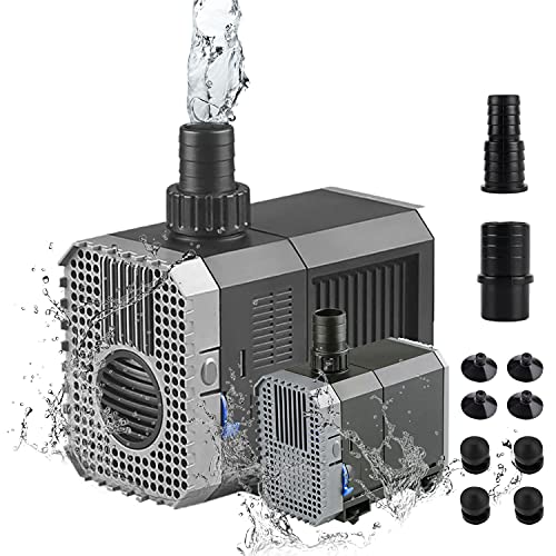 EXLECO Aquariumpumpe 600L/H 8W Tauchpumpen Mini Wasserpumpe Fontäne Pumpe Eco Filterpumpe klein Förderpumpe Ultra Leise Springbrunnen Pumpe mit 1,5M Kabel AC 220-240V für Aquarium Brunnen Steingarten von EXLECO