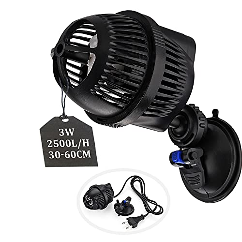 EXLECO Aquarium Strömungspumpe Wavemaker 2500L/H 3Watt Umwälzpumpe Wellenpumpe JVP-100A WAVE MAKER 360 ° Schwenkbar für Max.60cm Süß- und Salzwasseraquarien mit Saugnapf von EXLECO