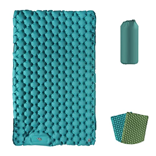 EXLECO Camping Isomatte 2 Personen Selbstaufblasend Luftmatratze Outdoor Camping Matratze Isomatte Faltbar Ultraleicht Luftbett Aufblasbar Bett Camping Matte mit Fußpumpe für Zelt Wandern Seeblau EXLECO Camping Isomatte 2 Personen Selbstaufblasend Luftmatratze Outdoor Camping Matratze Isomatte Faltbar Ultraleicht Luftbett Aufblasbar Bett Camping Matte mit Fußpumpe für Zelt Wandern Seeblau von EXLECO